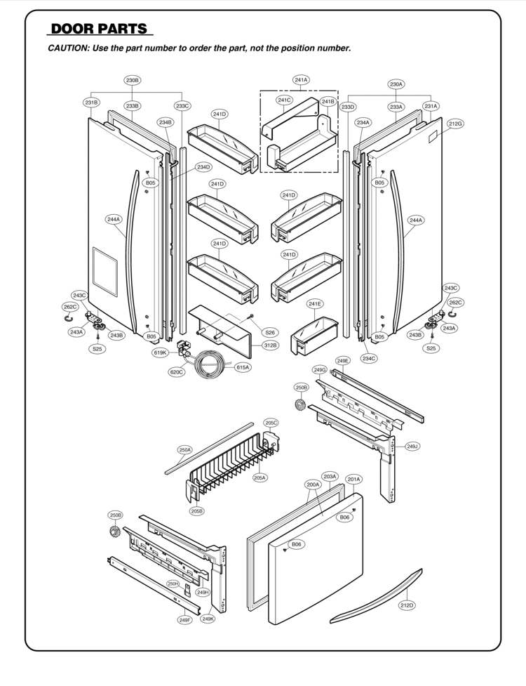 DOOR PARTS Diagram and Parts List for 71013  LG Refrigerator