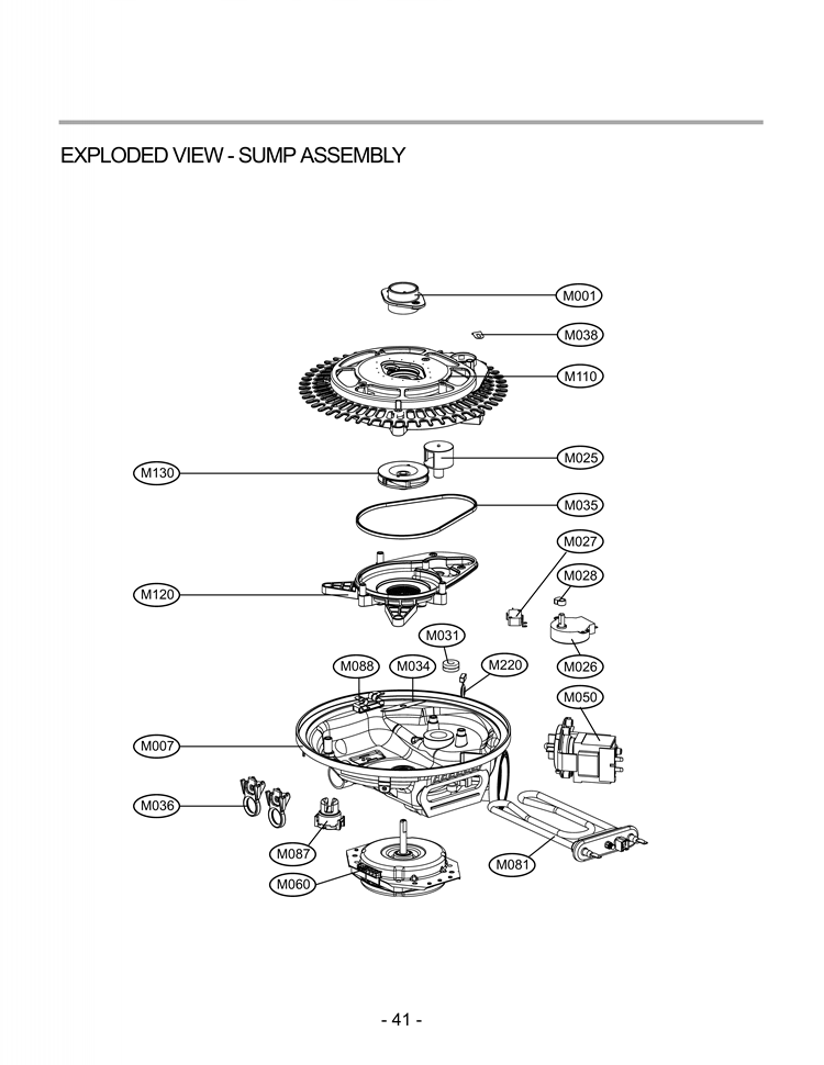 EXPLODED VIEW  SUMP ASSEMBLY Diagram and Parts List for LDF6920ST D1608TB LG Dishwasher