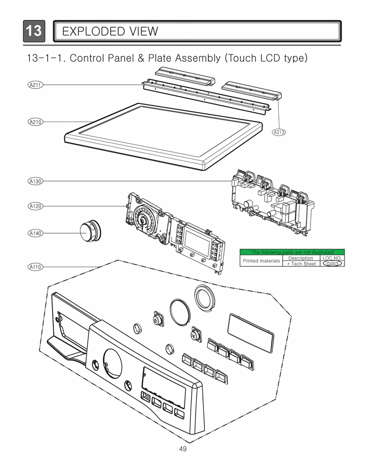 EXPLODED VIEW   Control Panel & Plate Assembly Diagram and Parts List for DLGX3876W ABWEEUS LG Dryer