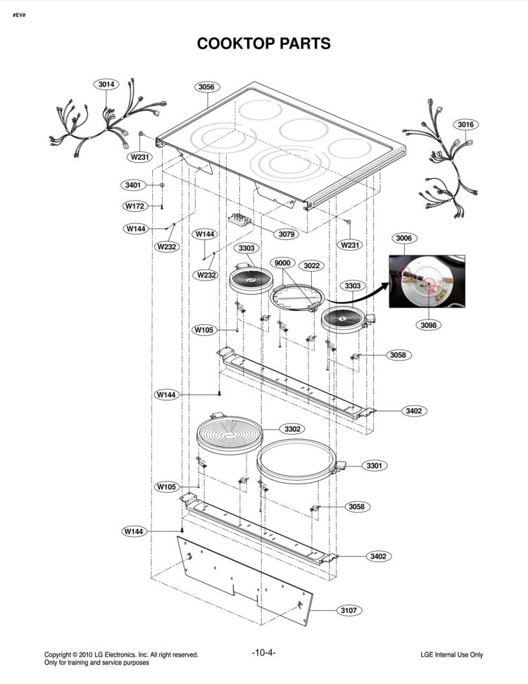 COOKTOP PARTS Diagram and Parts List for LSE3092ST LSE3092ST/00 LG Range