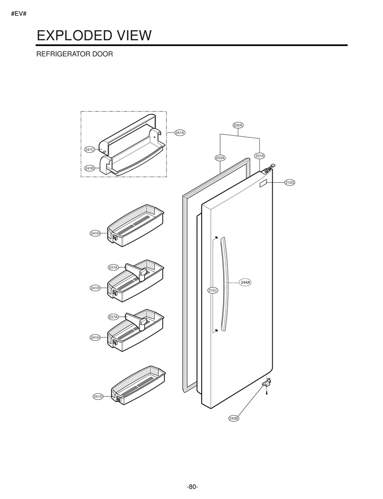 REFRIGERATOR DOOR EXPLODED VIEW Diagram and Parts List for LSC27931ST LSC27931ST /02 LG Refrigerator