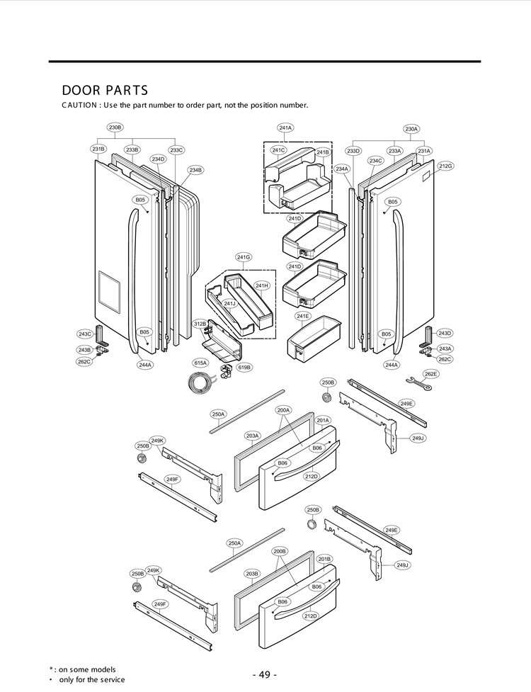 DOOR PARTS Diagram and Parts List for LMX25981ST AST4LGA LG Refrigerator