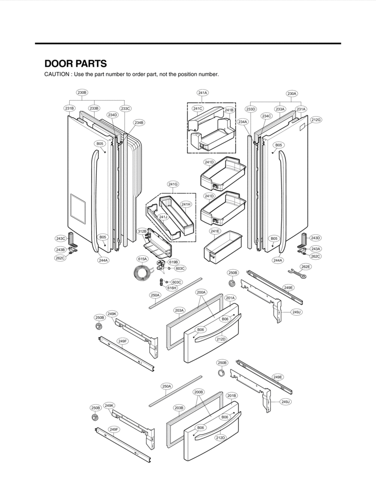 DOOR PARTS Diagram and Parts List for LMX25985SW LMX25985SW/ 02 LG Refrigerator