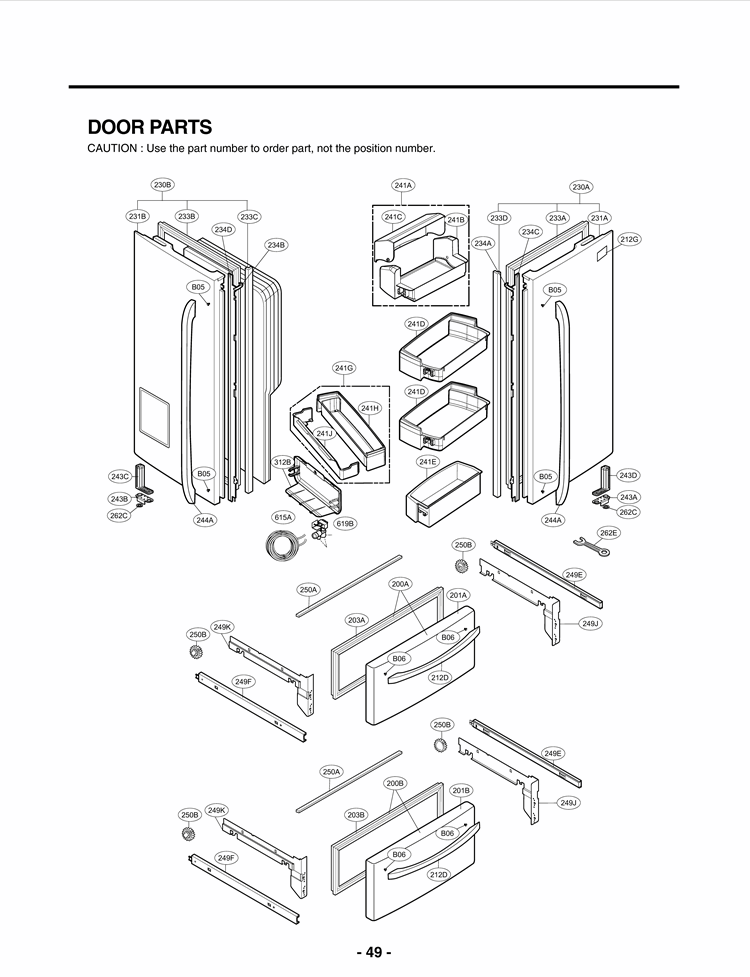 DOOR PARTS Diagram and Parts List for LMX25985ST AST2LGA LG Refrigerator