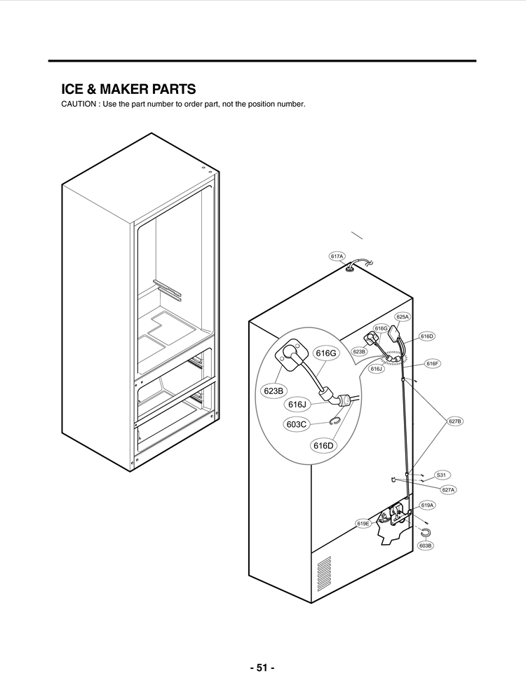 ICE & MAKER PARTS Diagram and Parts List for LMX25985ST AST2LGA LG Refrigerator