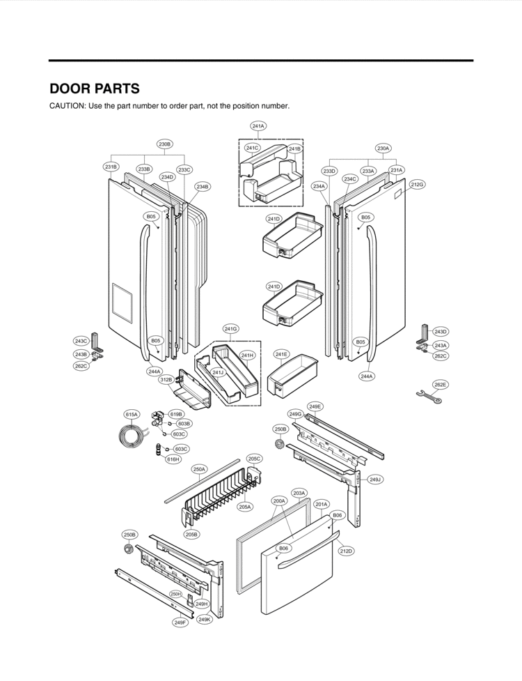 DOOR PARTS Diagram and Parts List for LFX25961SW LFX25961SW/ 02 LG Refrigerator