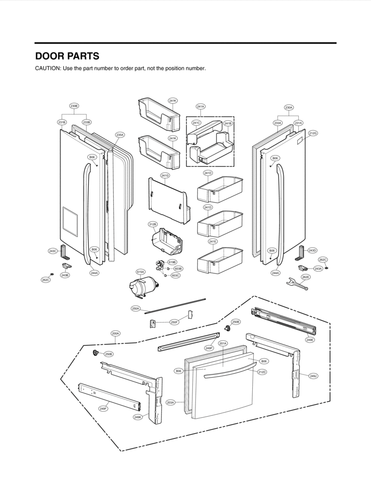 DOOR PARTS Diagram and Parts List for LFX28978SW  LG Refrigerator