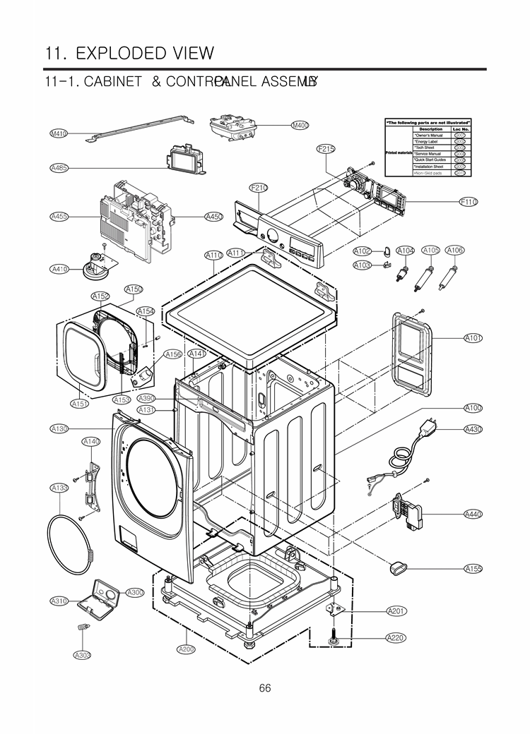 EXPLODED VIEW  CABINET & CONTROL PANEL ASSEMB LY Diagram and Parts List for LSWF388HVS ASSEEUS LG Washer