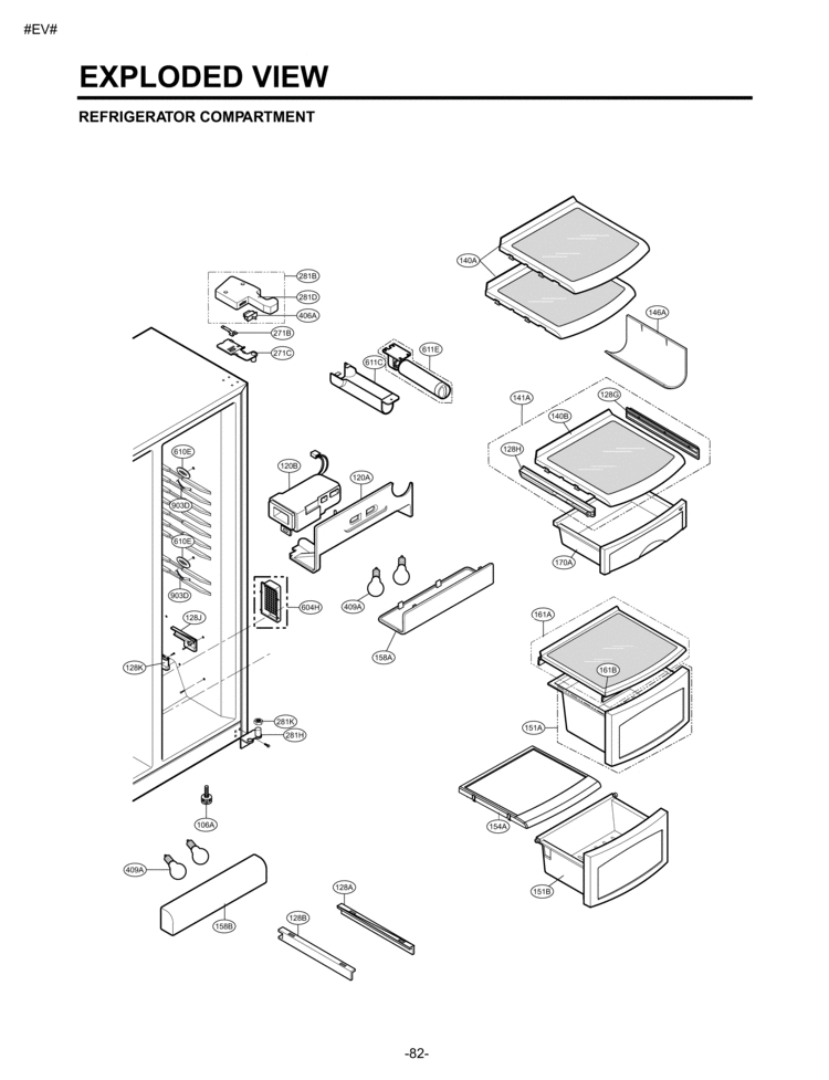 REFRIGERATOR COMPARTMENT EXPLODED VIEW Diagram and Parts List for LSC27931ST LSC27931ST /03 LG Refrigerator