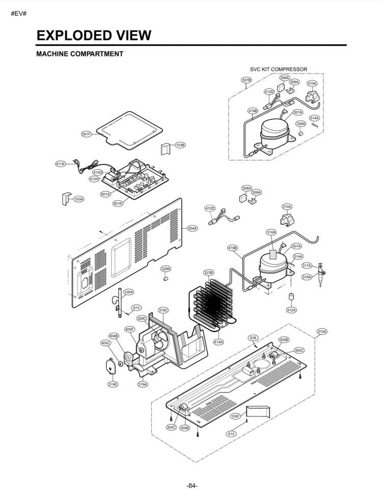 MACHINE COMPARTMENT EXPLODED VIEW Diagram and Parts List for LSC27931ST LSC27931ST /03 LG Refrigerator