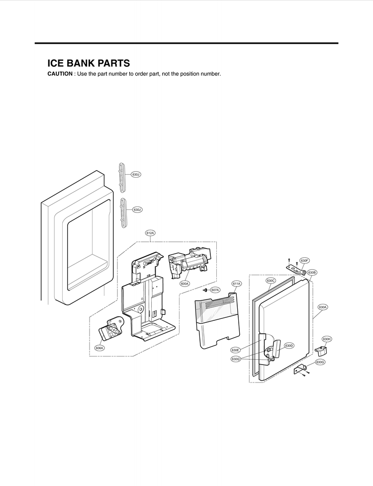 ICE BANK PARTS Diagram and Parts List for LFX25976SW ASWCNA0 LG Refrigerator