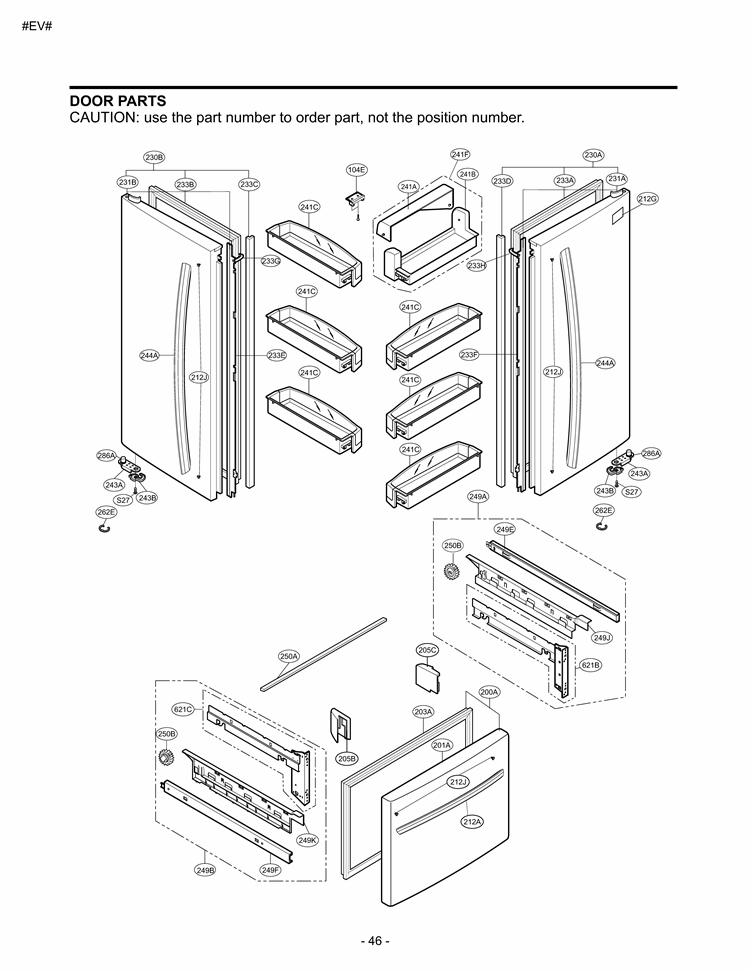 DOOR PARTS Diagram and Parts List for LFC20760SB AWB3LGY LG Refrigerator