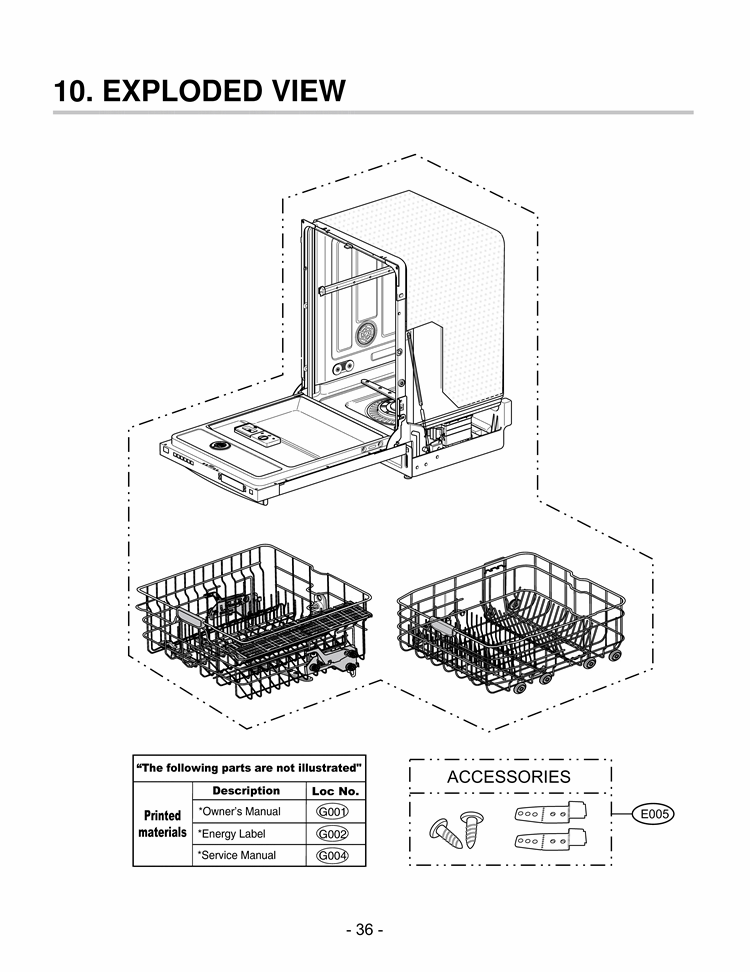 Exploded View Diagram and Parts List for LSDF795ST ASTEEUS LG Dishwasher