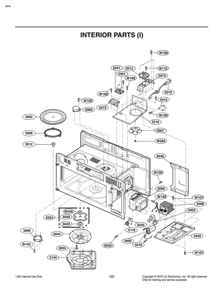 INTERIOR PARTS I Diagram and Parts List for LMV1813ST LMV1813ST/01 LG Microwave