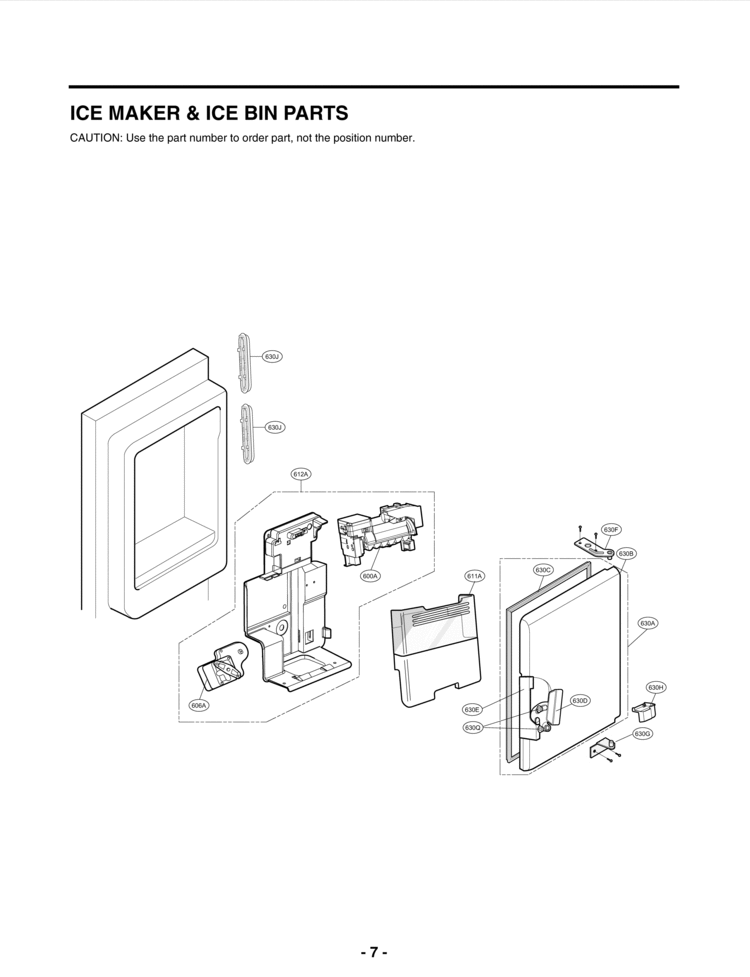 ICE MAKER & ICE BIN PARTS Diagram and Parts List for LMX28988SW  LG Refrigerator