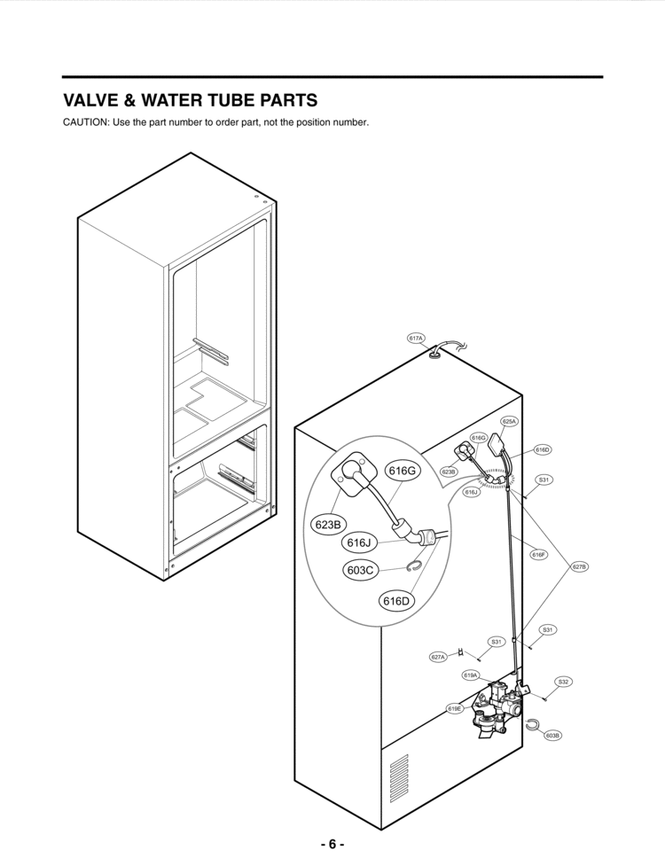 VALVE & WATER TUBE PARTS Diagram and Parts List for LMX28988SB  LG Refrigerator
