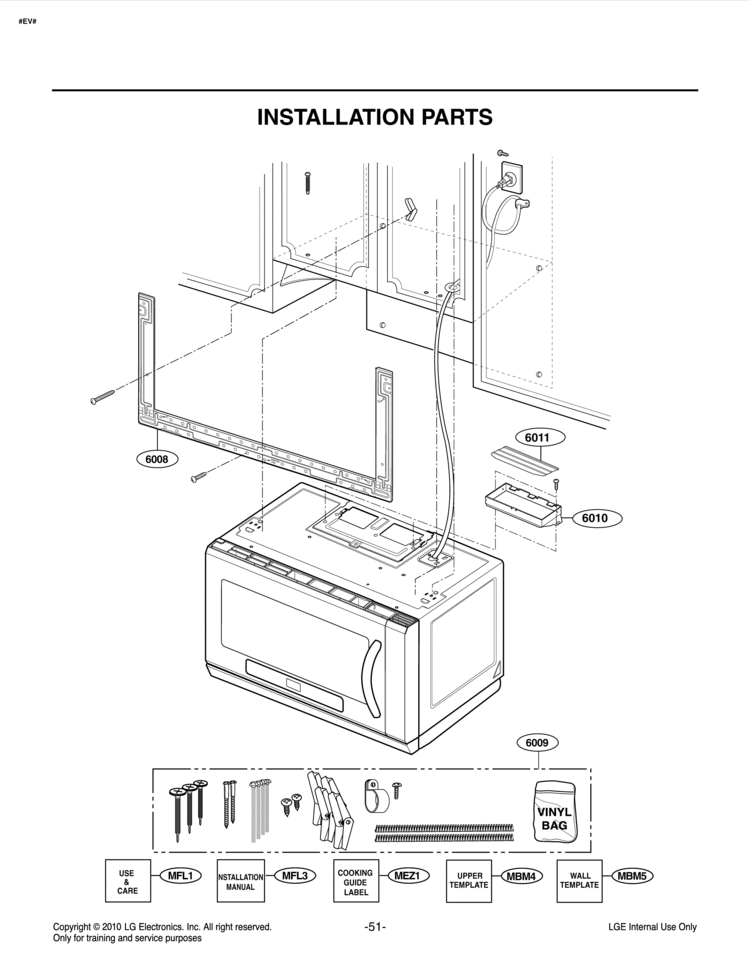 INSTALLATION PARTS Diagram and Parts List for LMHM2017ST LMHM2017ST/01 LG Microwave