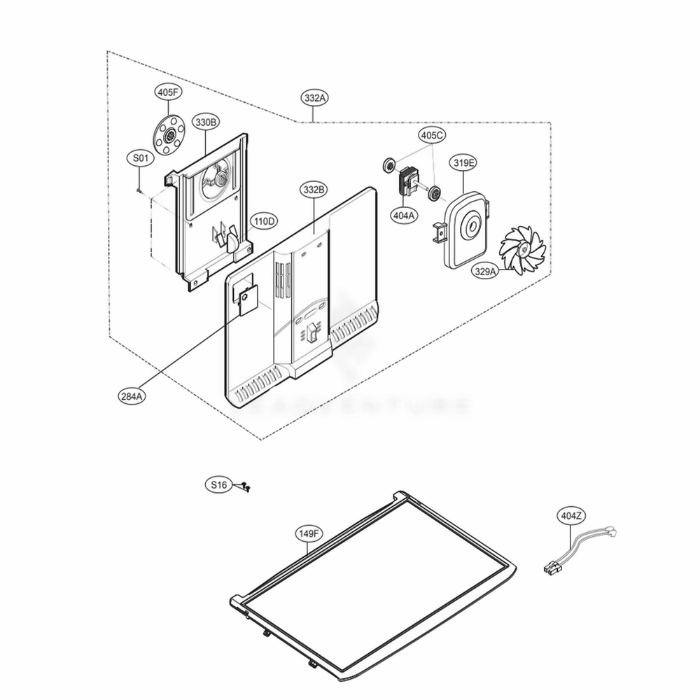 Freezer Parts Diagram and Parts List for 79433 ASTCSE4 LG Refrigerator