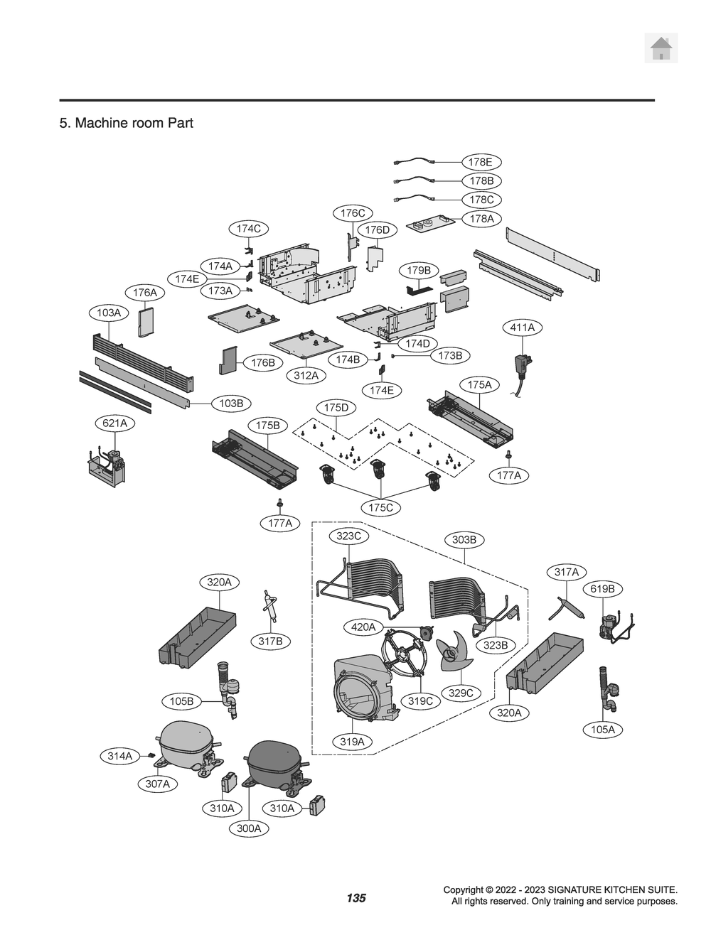 Machine Room Part Diagram and Parts List for GR-825FGPRM ASWCNA0 LG Refrigerator