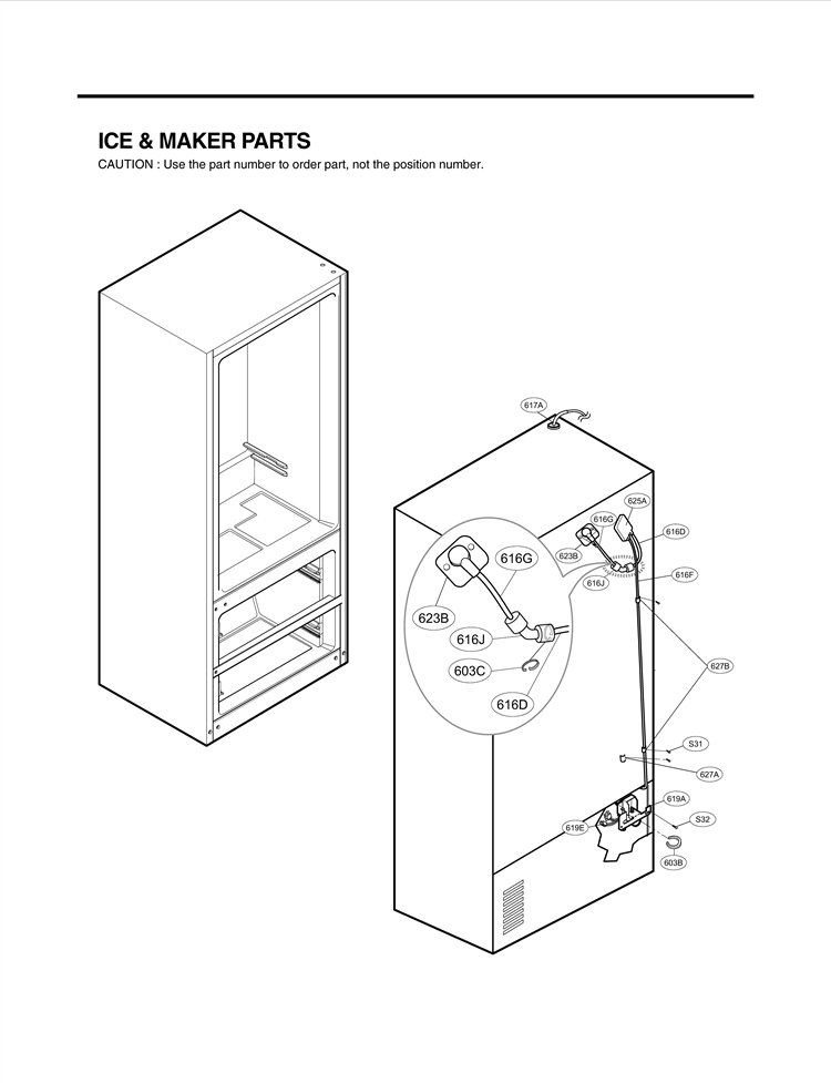 ICE & MAKER PARTS Diagram and Parts List for LSMX214ST ASTCNA0 LG Refrigerator