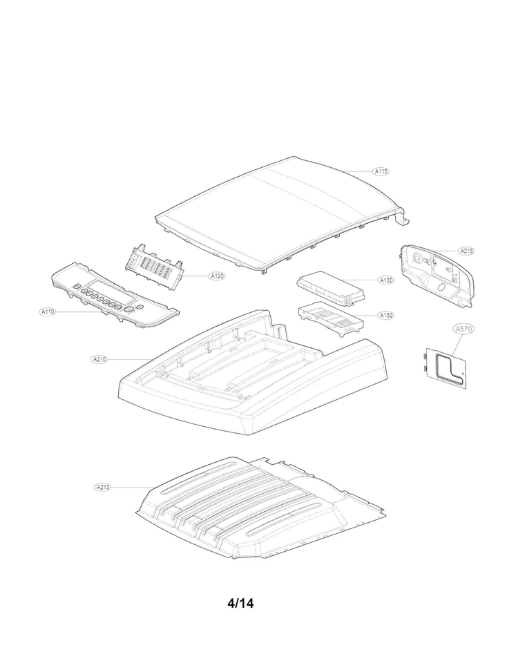 Control Panel Parts Diagram and Parts List for DLE1001W  LG Dryer