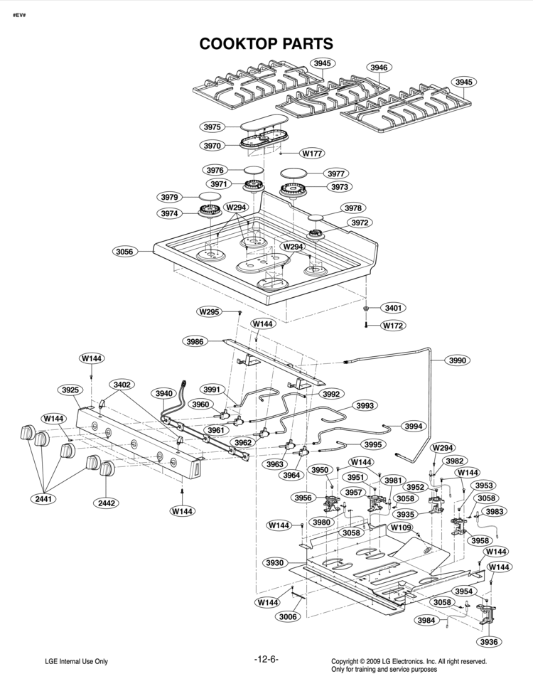 COOKTOP PARTS Diagram and Parts List for LRG3093ST LRG3093ST/00 LG Range
