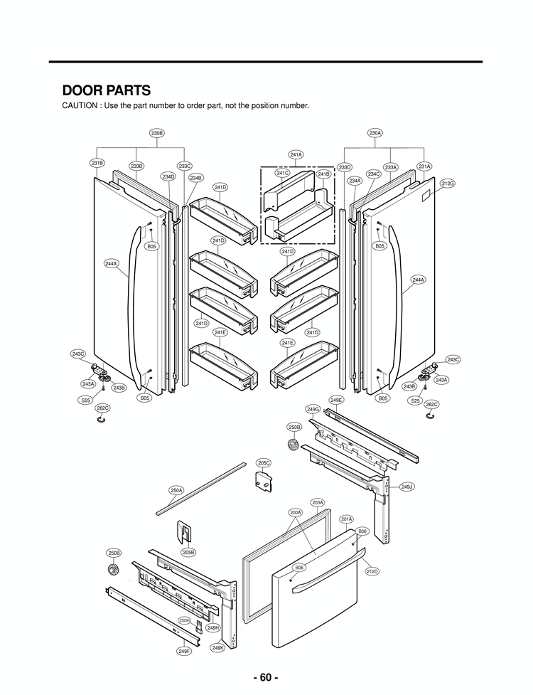 DOOR PARTS Diagram and Parts List for LFC21776ST ASTCNA0 LG Refrigerator