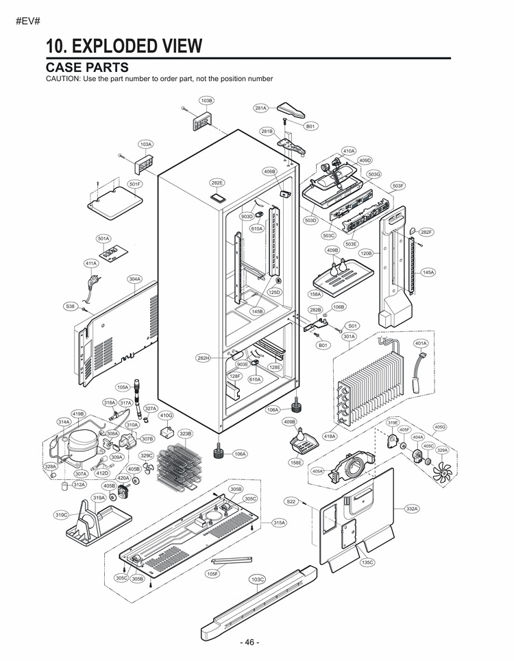 EXPLODED VIEW Diagram and Parts List for LDC22720SW ASW3LGG LG Refrigerator