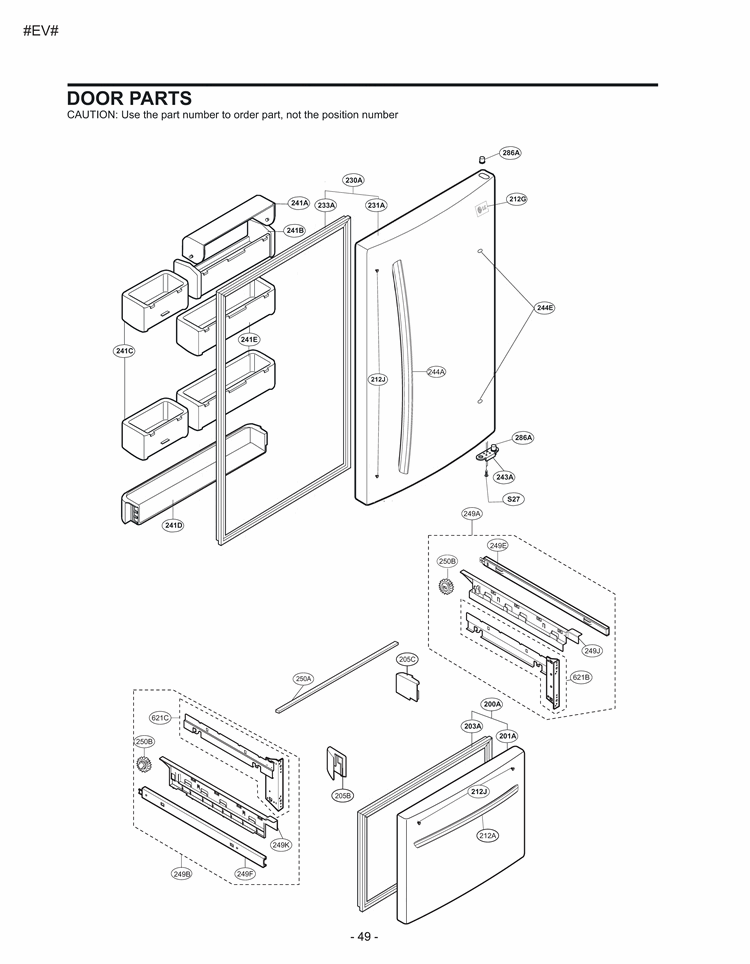 DOOR PARTS Diagram and Parts List for LDC22720SW ASW3LGG LG Refrigerator