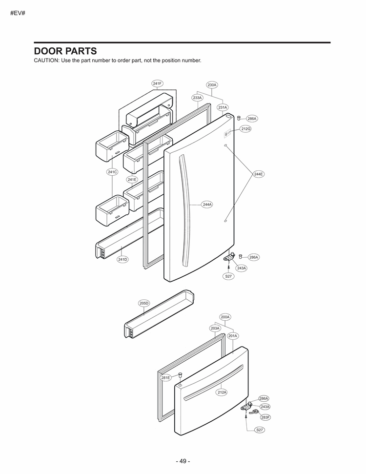 DOOR PARTS Diagram and Parts List for LBC22520SW ASW3LGG LG Refrigerator