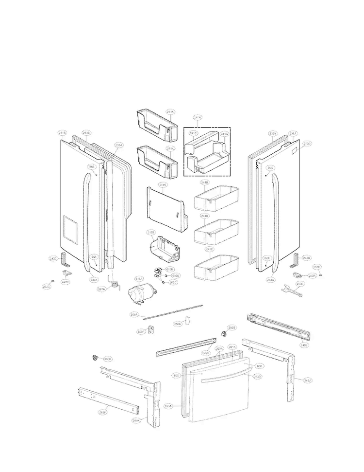 Door Parts Diagram and Parts List for LFX28978ST 01 LG Refrigerator
