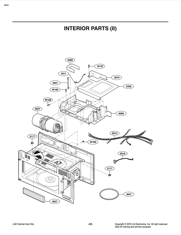INTERIOR PARTS II Diagram and Parts List for LSMH207ST CSBEVKG LG Microwave