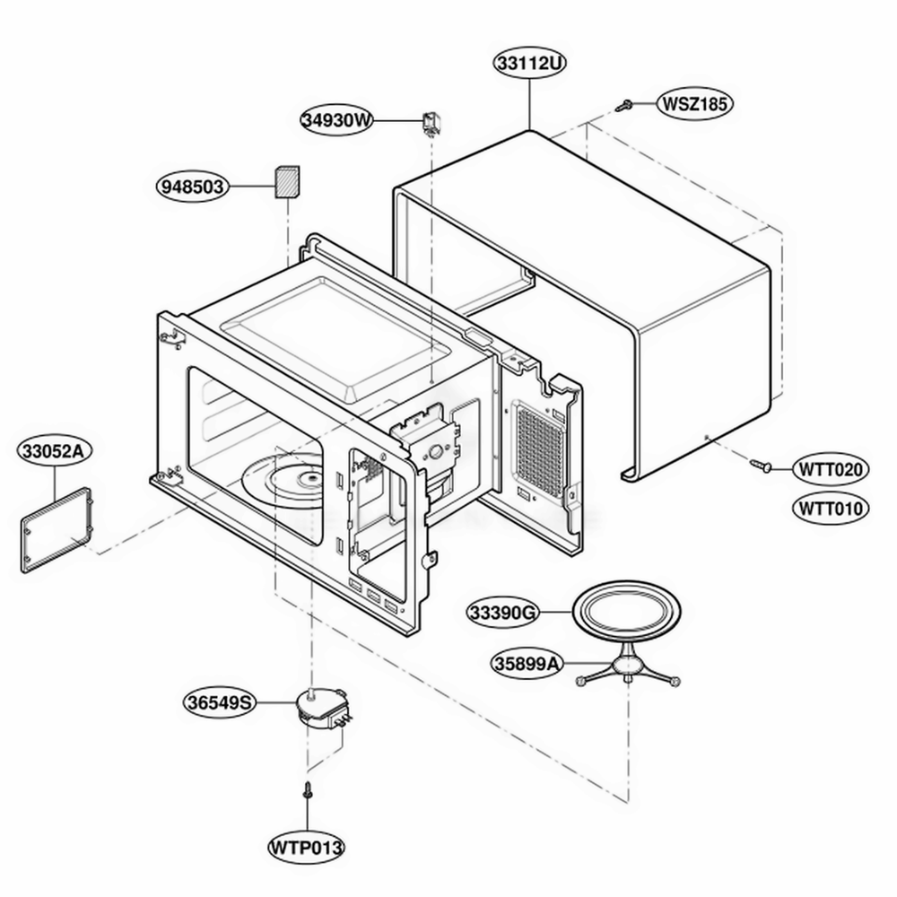Oven Cavity Parts Diagram and Parts List for YMT2145SJQ0 AMWEWPC LG Range