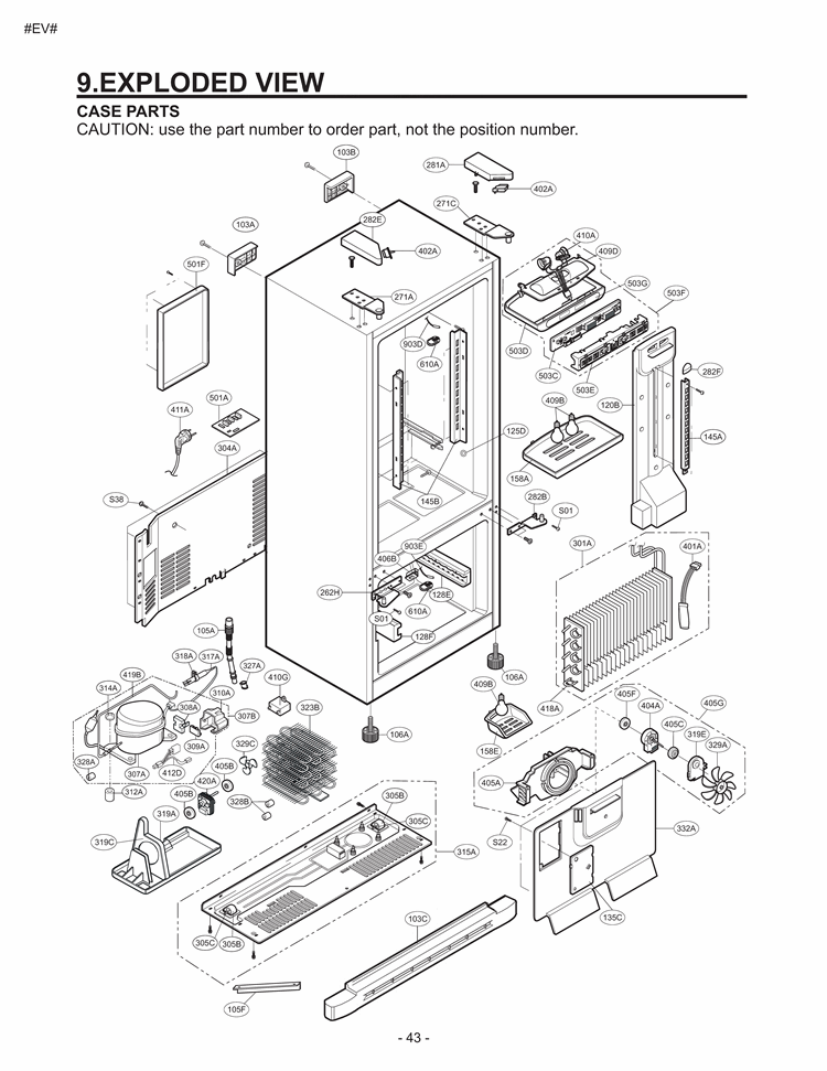 VIEW  CASE PARTS Diagram and Parts List for LFC20760SB AWB4LGY LG Refrigerator