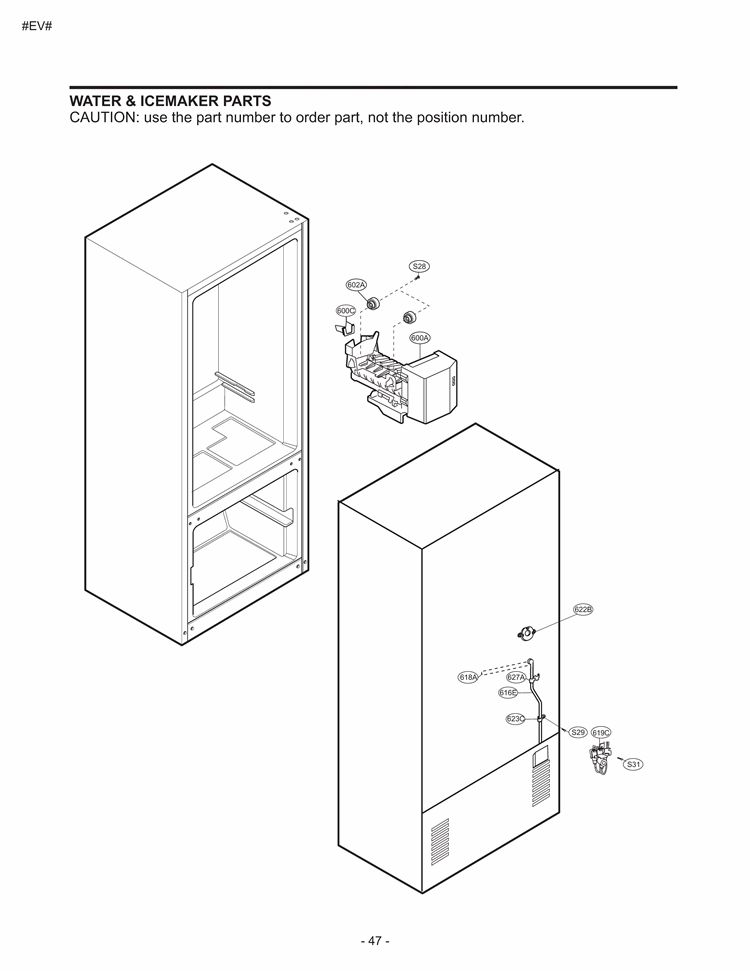 WATER & ICEMAKER PARTS Diagram and Parts List for LFC20760SB AWB4LGY LG Refrigerator