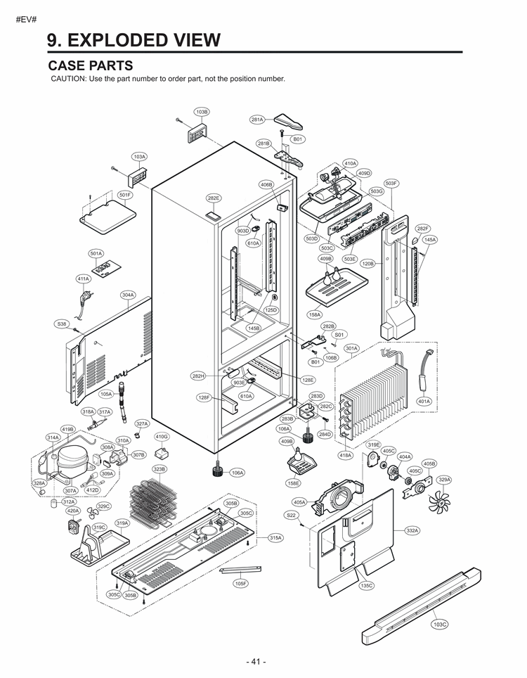 CASE PARTS Diagram and Parts List for LRBC20512SW LRBC20512SW /02 LG Refrigerator