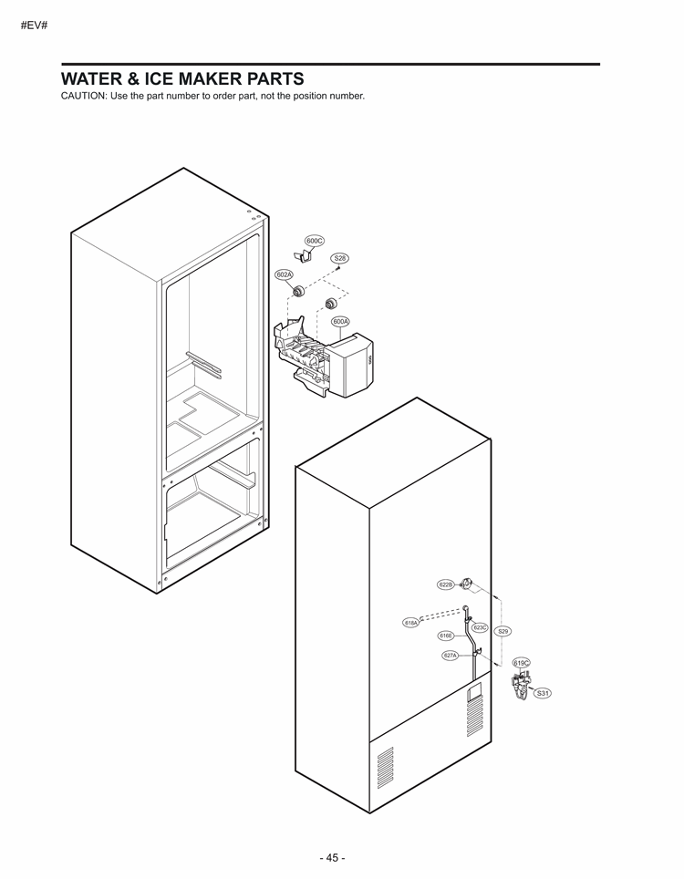 WATER & ICE MAKER PARTS Diagram and Parts List for LRBC20512SW LRBC20512SW /02 LG Refrigerator
