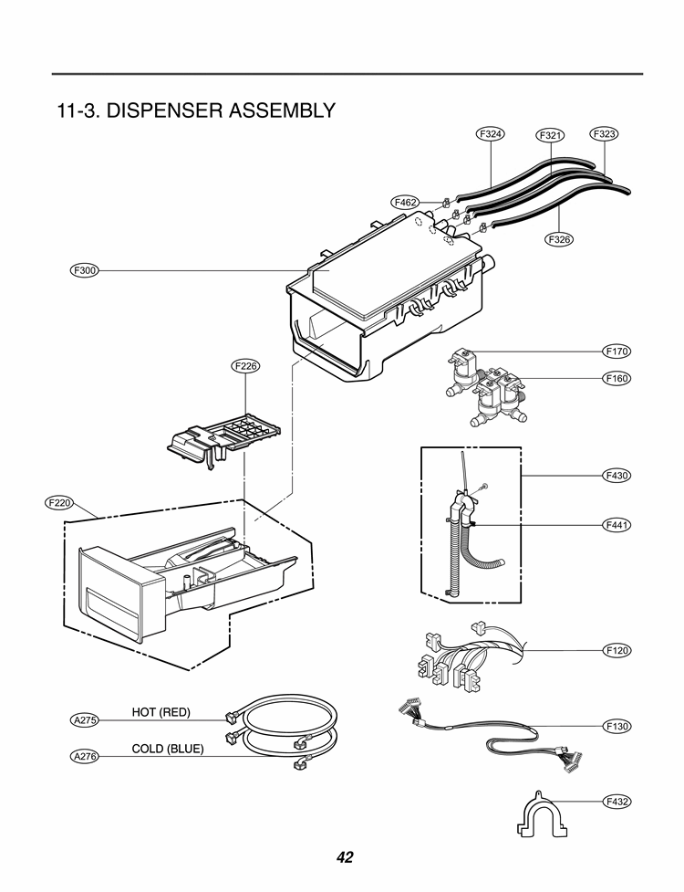 DISPENSER ASSEMBLY Diagram and Parts List for GCW1069QS ABWEELC LG Washer