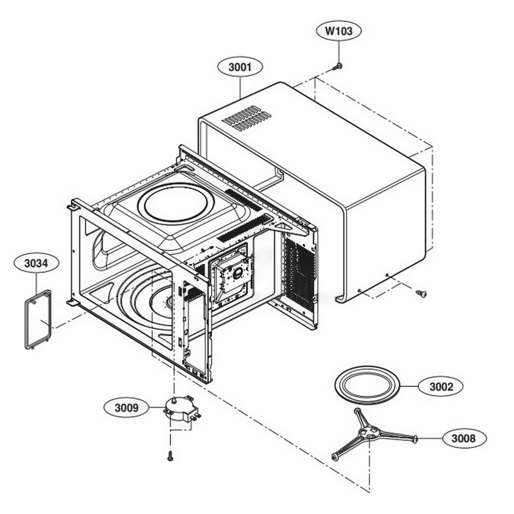 Oven Cavity Parts Diagram and Parts List for LCS1413SW CWHETAR LG Wall Oven
