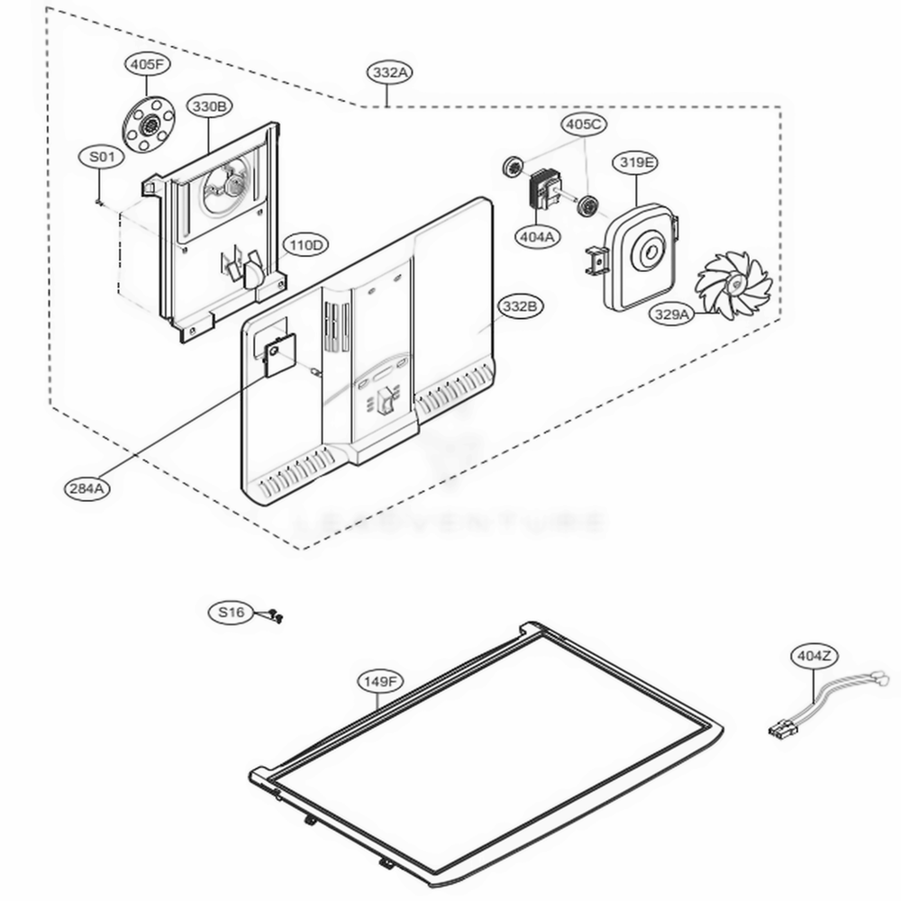 Freezer Parts Diagram and Parts List for LTCS24223W ASWCNA6 LG Refrigerator