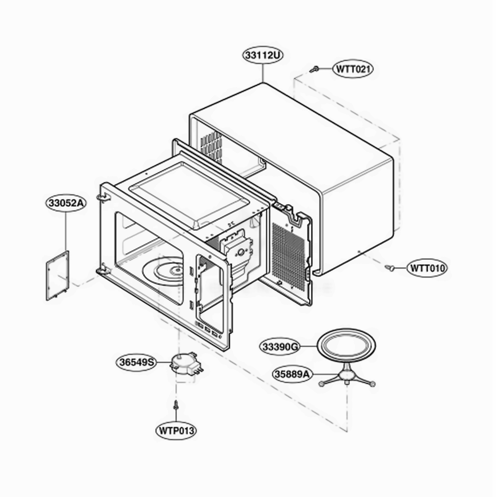 Oven Cavity Parts Diagram and Parts List for MAR1140W CWHEKMT LG Range