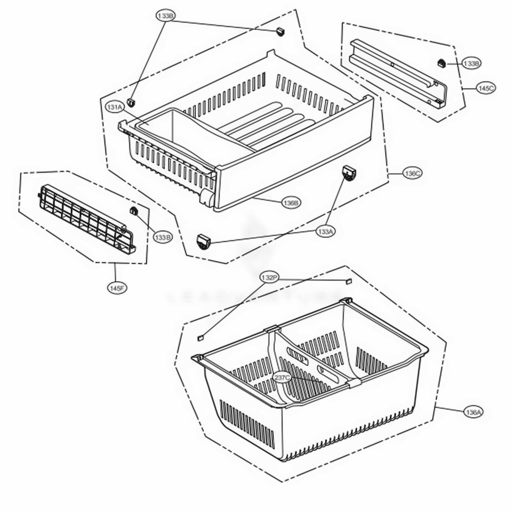 Freezer Parts Diagram and Parts List for LFC28768SW ASWCNA0 LG Refrigerator