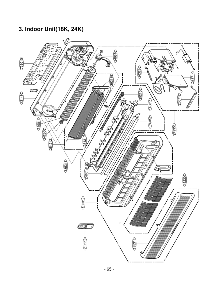 Indoor Diagram and Parts List for LS-K2430CL LS-K2430CL LG Air Conditioner