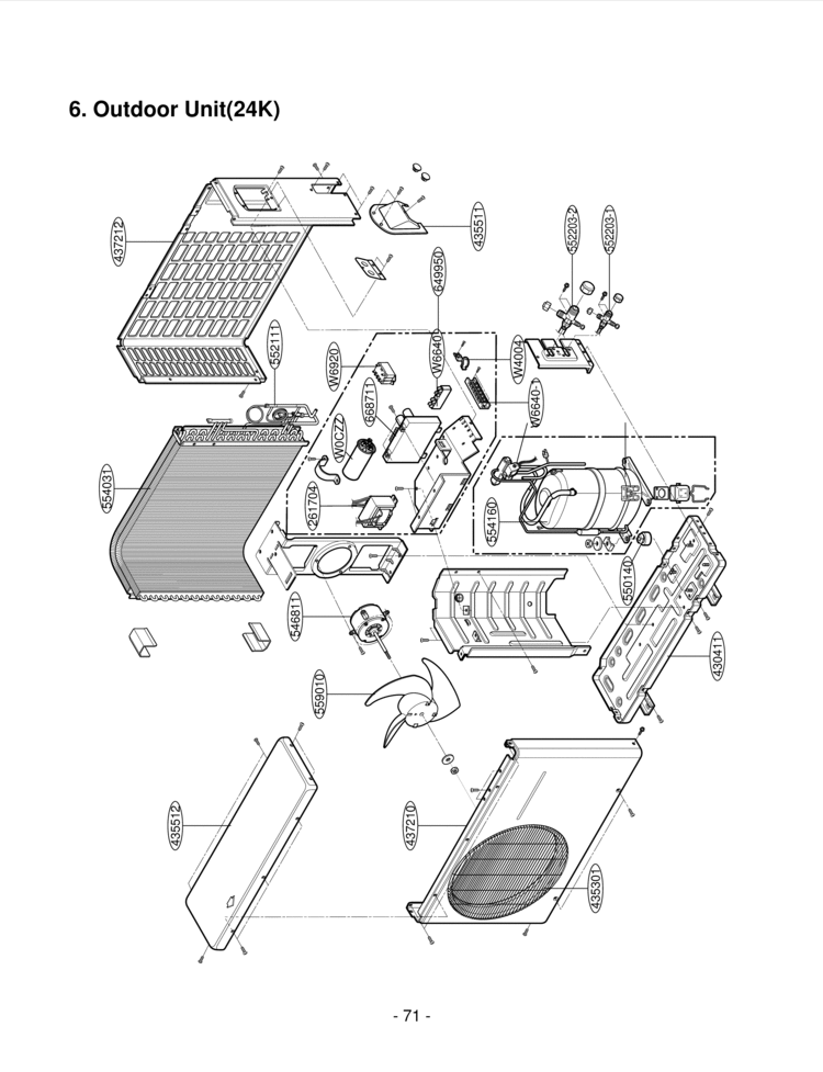 Outdoor Diagram and Parts List for LS-K2430CL LS-K2430CL LG Air Conditioner