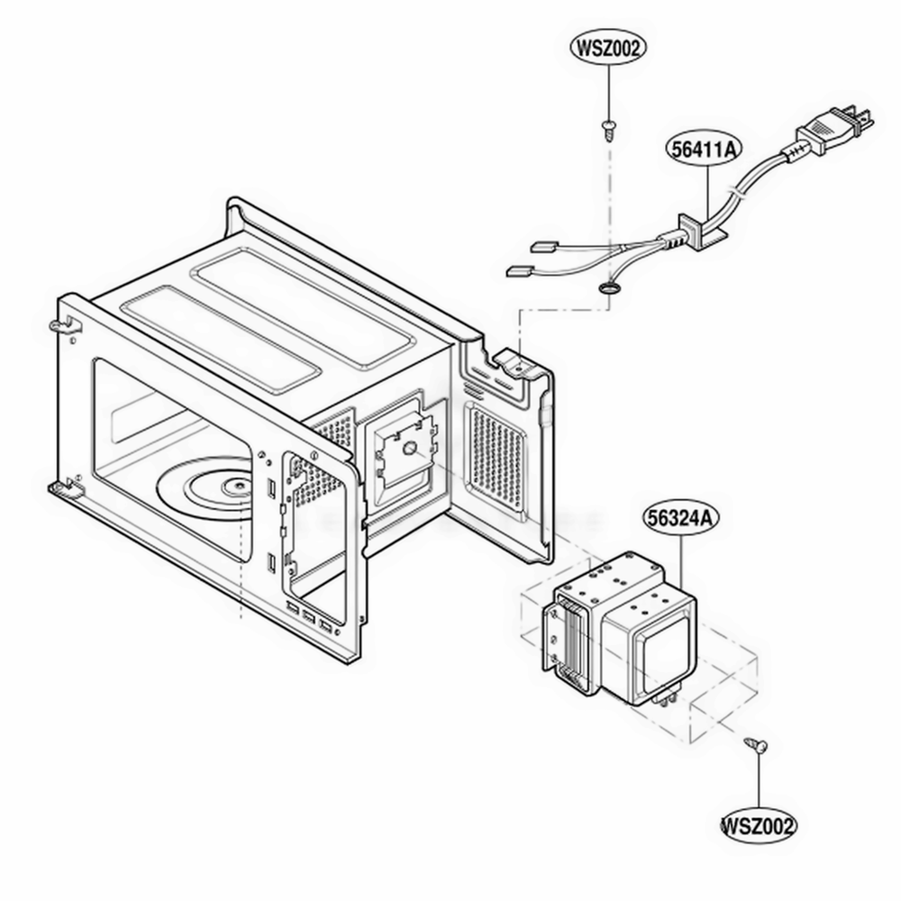 Interior Parts Diagram and Parts List for MT1151SGQ MWEWRP LG Range