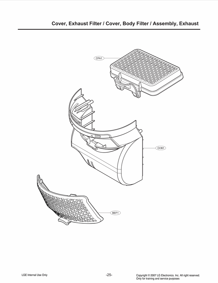 Cover Diagram and Parts List for LUV200R CAEELGA LG Canister Vacuum