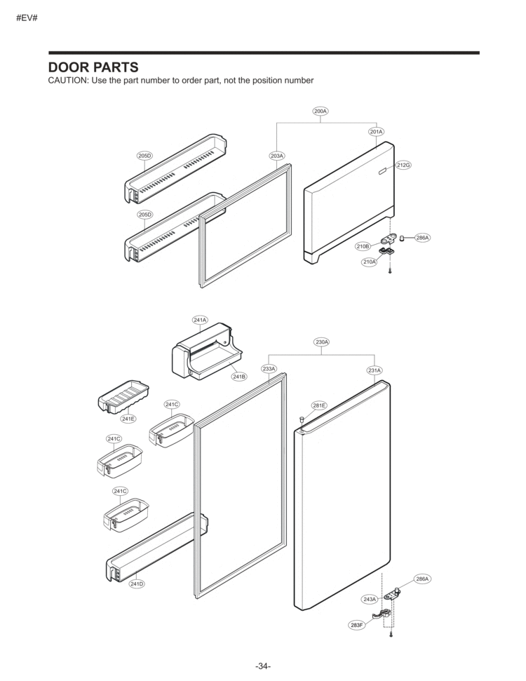 DOOR PARTS Diagram and Parts List for LTC22350WH  LG Refrigerator