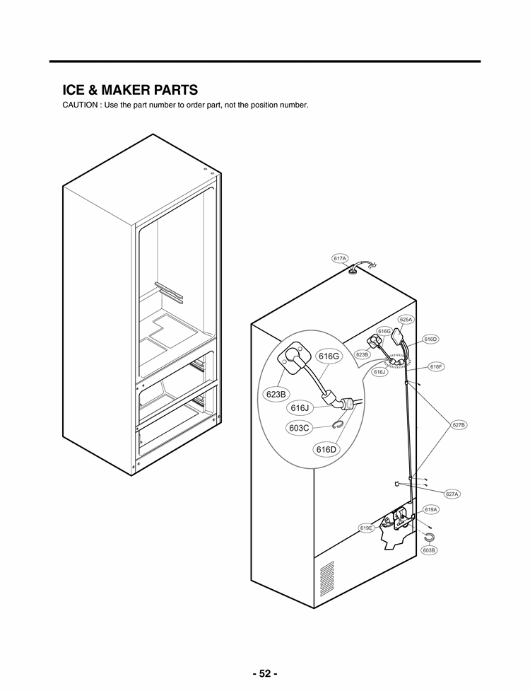 ICE & MAKER PARTS Diagram and Parts List for LMX25981SB AWB5LGA LG Refrigerator