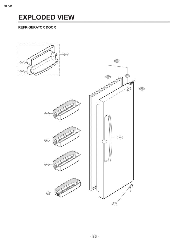 REFRIGERATOR DOOR EXPLODED VIEW Diagram and Parts List for LSC27921TT LSC27921TT /03 LG Refrigerator