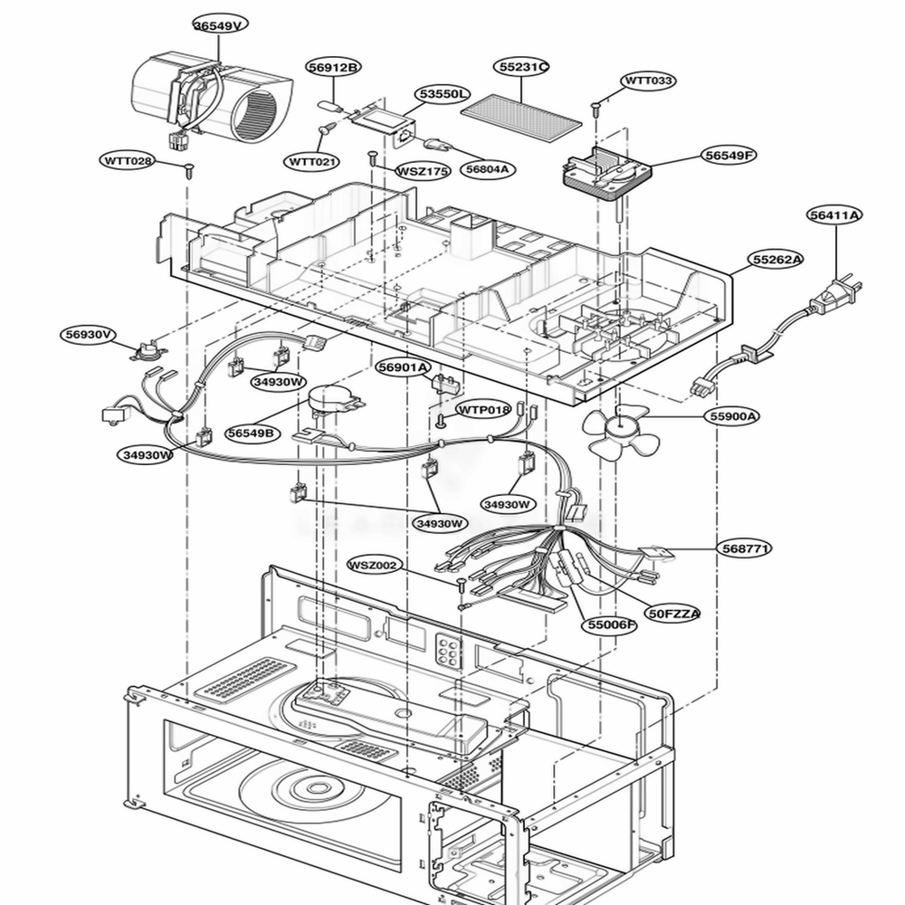 Interior Parts 2 Diagram and Parts List for YMH7130XEB0 BKEWPC LG Range